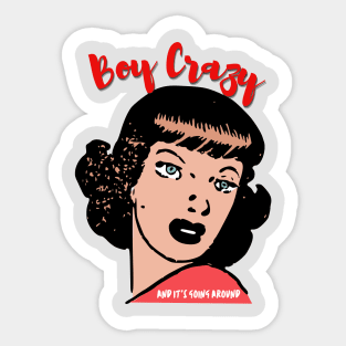 Boy Crazy - Retro Comic Book Woman Sticker